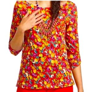 Anthropologie Postmark Banner Floral Multicolor Top